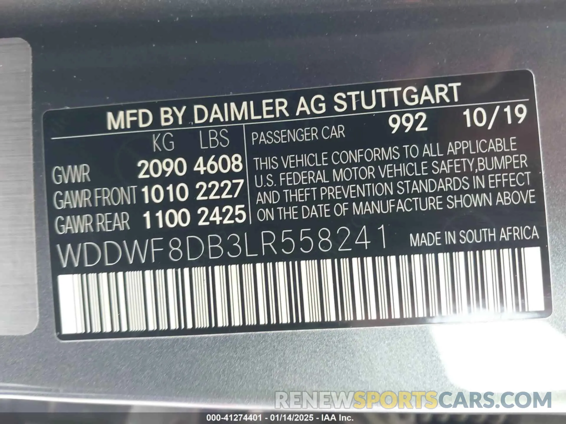 9 Photograph of a damaged car WDDWF8DB3LR558241 MERCEDES-BENZ C 300 2020