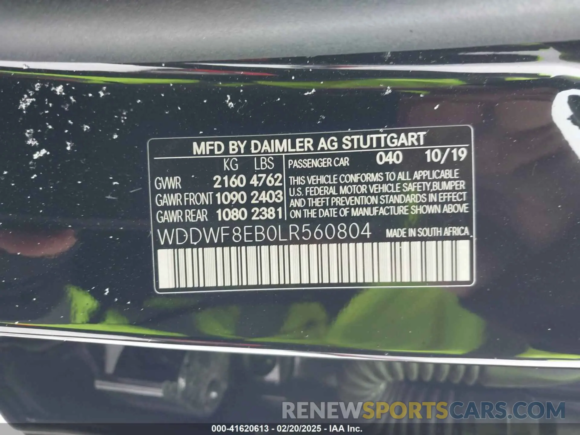 9 Photograph of a damaged car WDDWF8EB0LR560804 MERCEDES-BENZ C 300 2020
