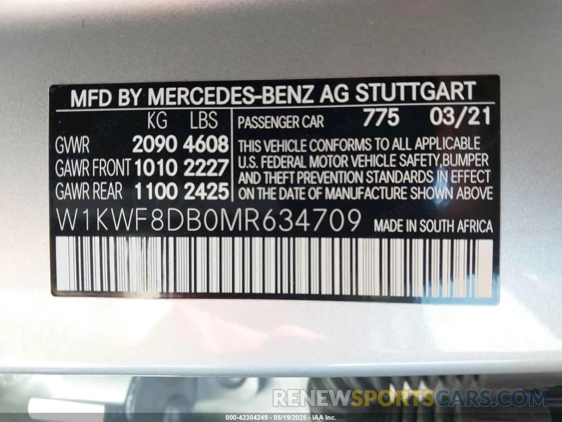 9 Photograph of a damaged car W1KWF8DB0MR634709 MERCEDES-BENZ C 300 2021
