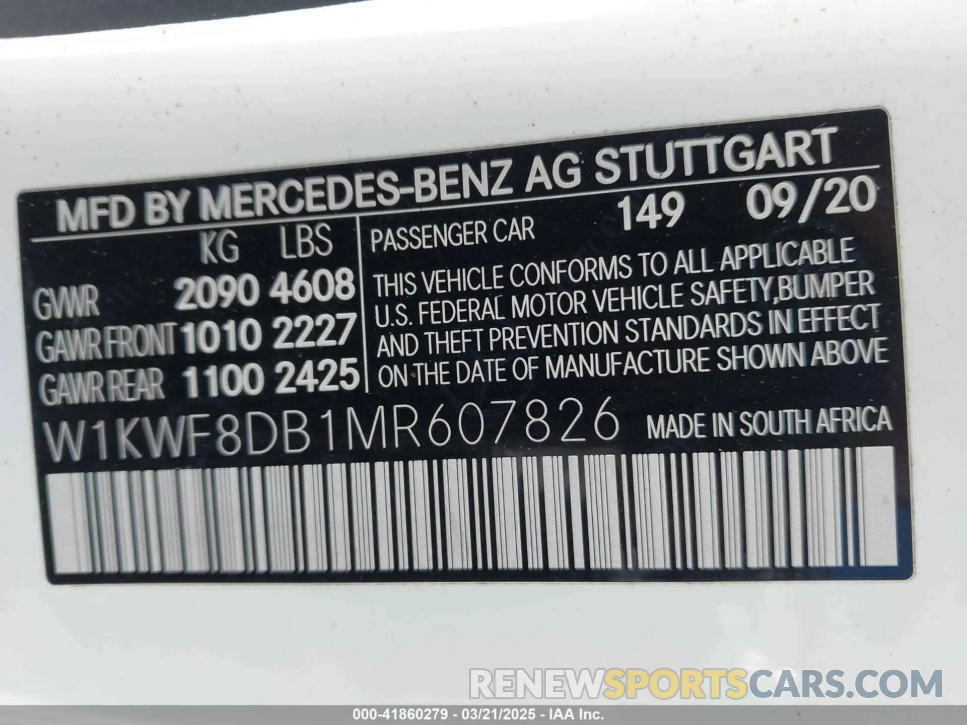9 Photograph of a damaged car W1KWF8DB1MR607826 MERCEDES-BENZ C 300 2021