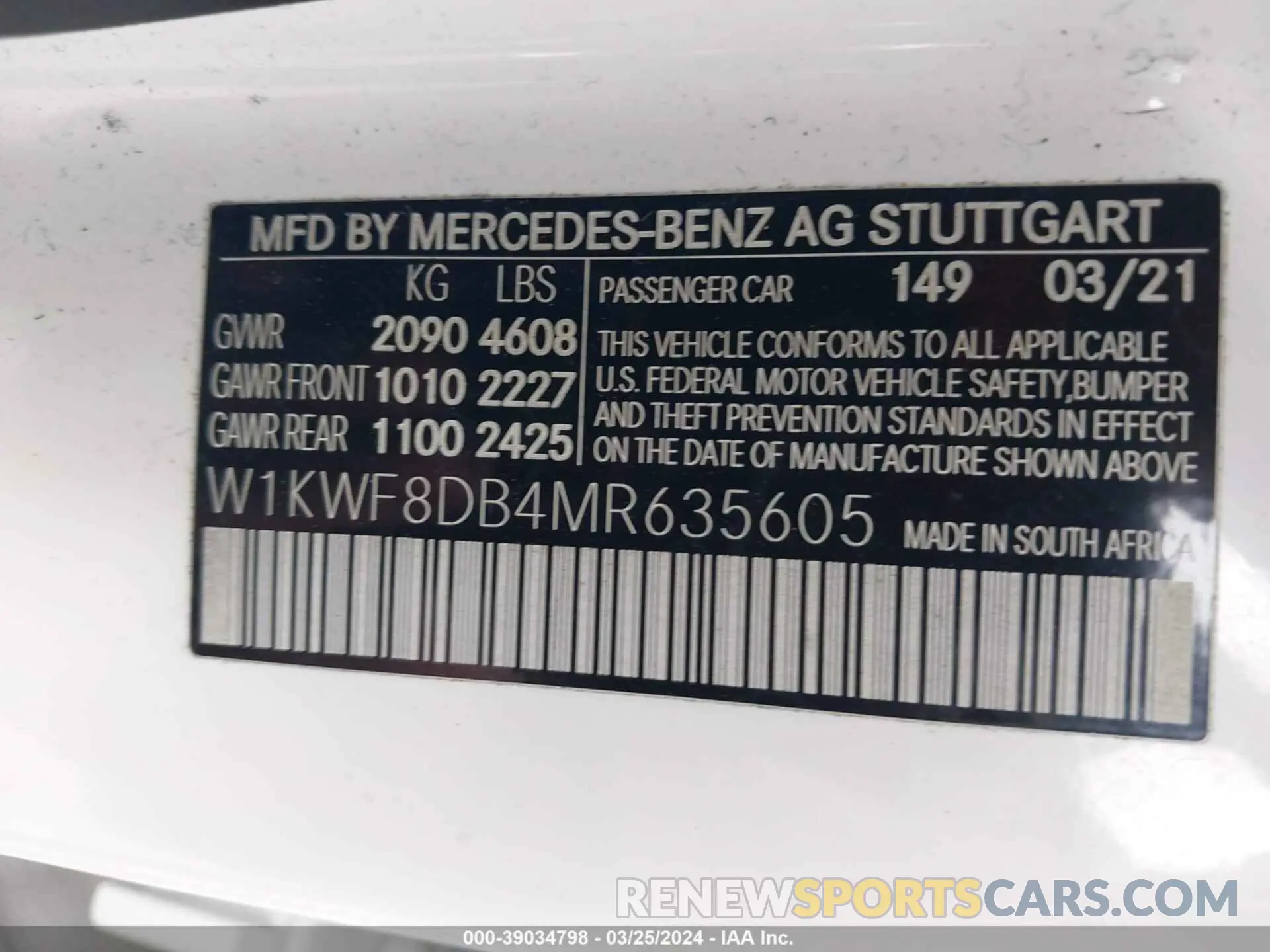 9 Photograph of a damaged car W1KWF8DB4MR635605 MERCEDES-BENZ C 300 2021
