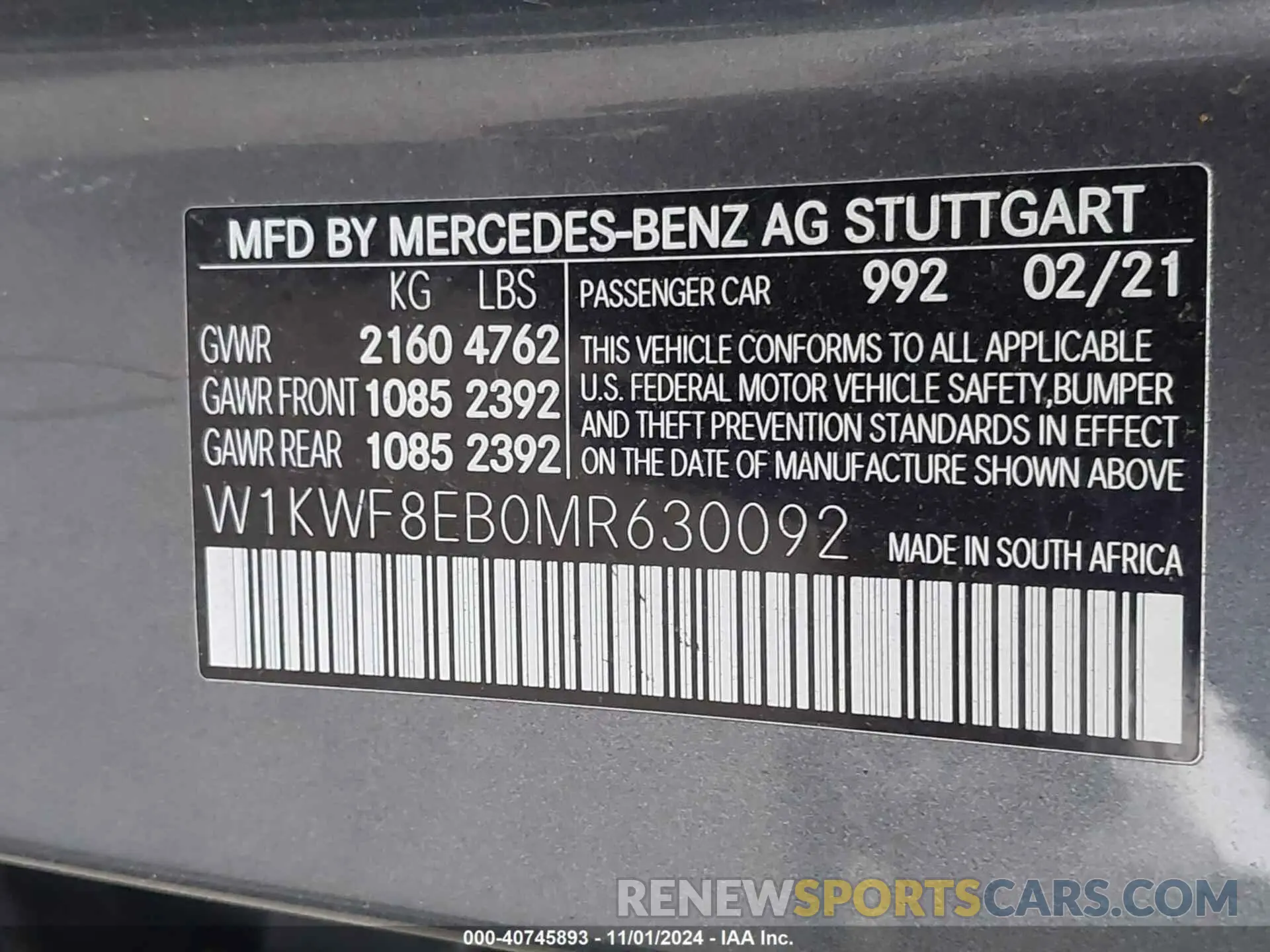 9 Фотография поврежденного автомобиля W1KWF8EB0MR630092 MERCEDES-BENZ C 300 2021