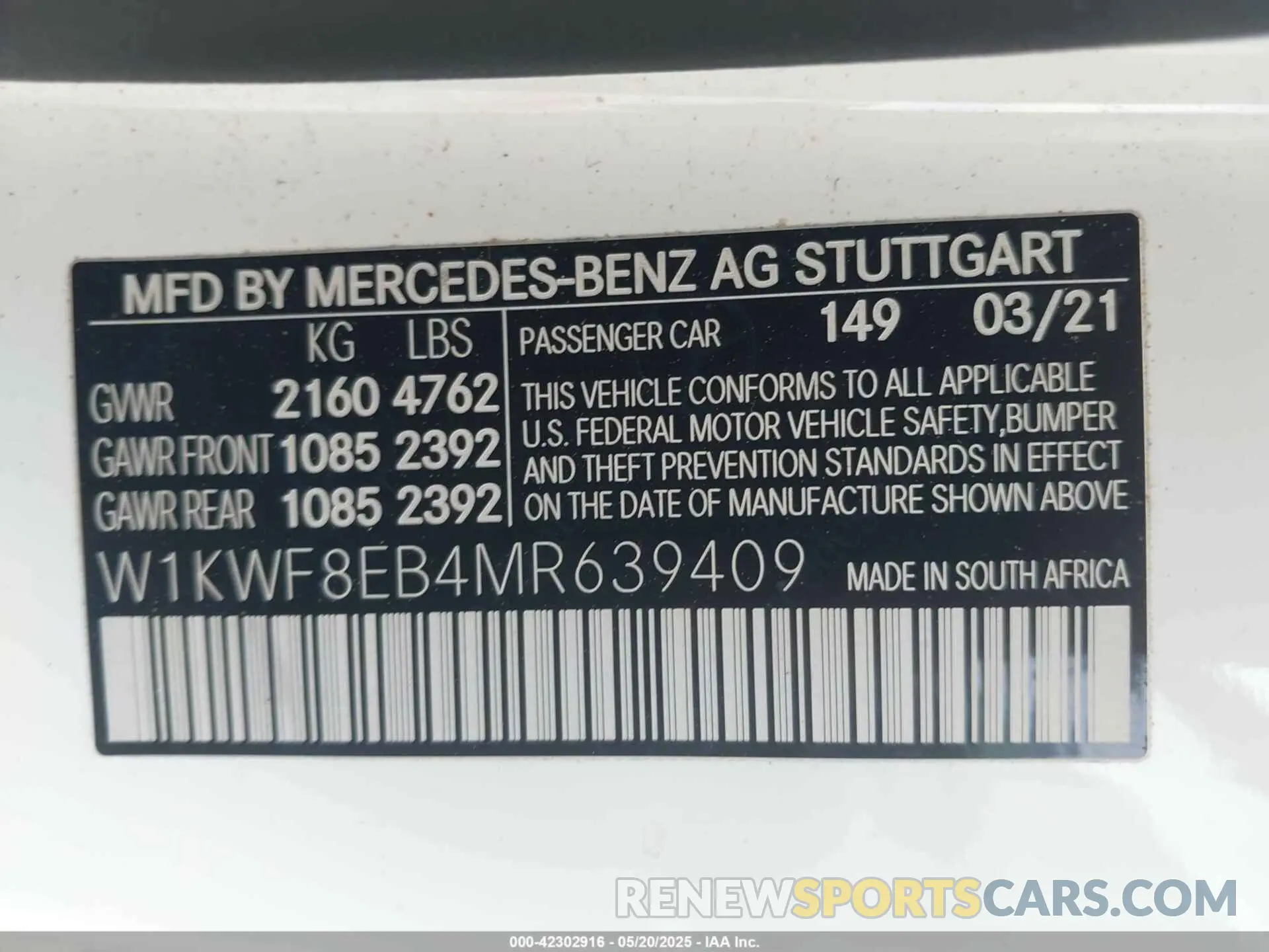 9 Фотография поврежденного автомобиля W1KWF8EB4MR639409 MERCEDES-BENZ C 300 2021