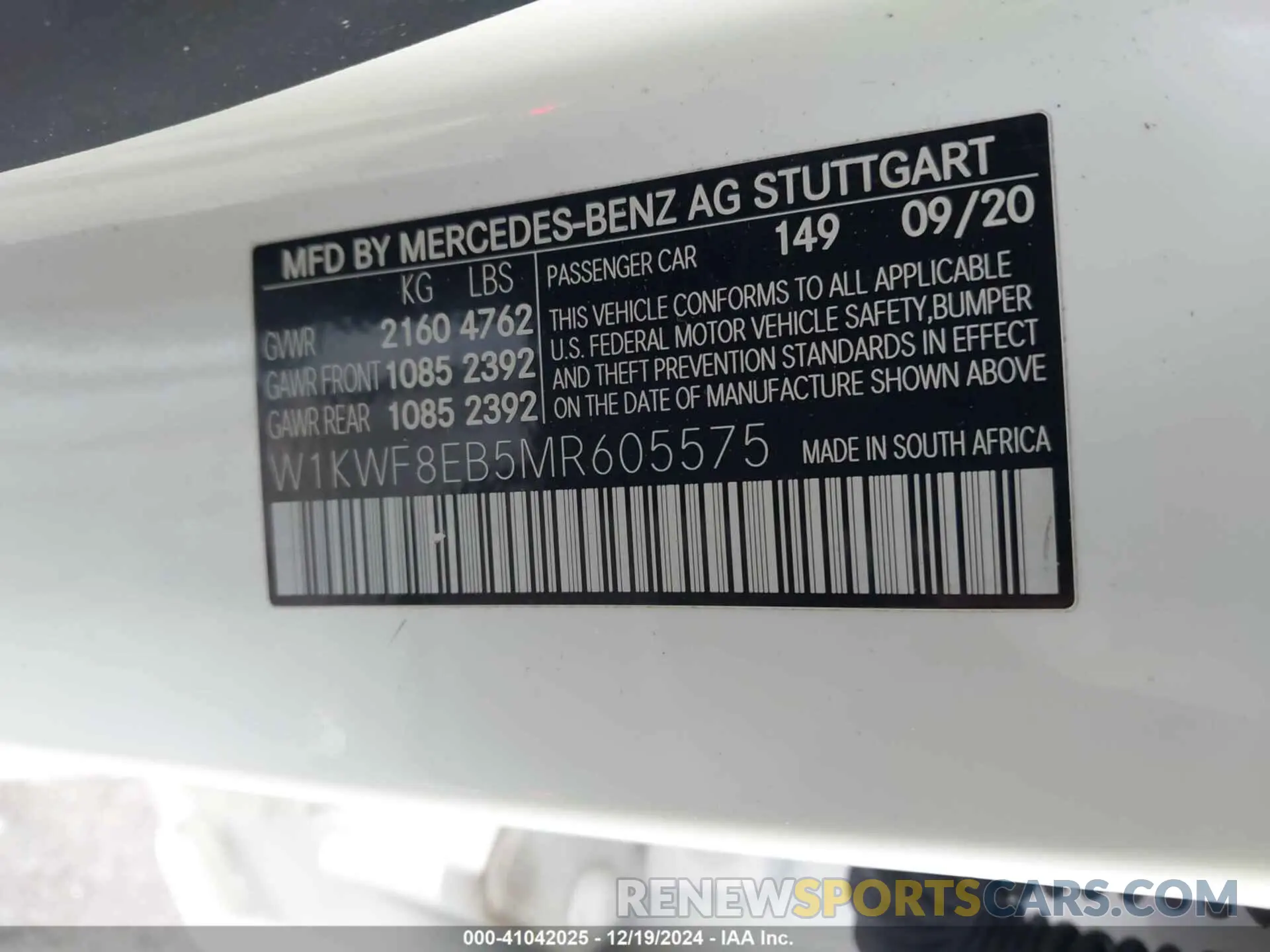 9 Фотография поврежденного автомобиля W1KWF8EB5MR605575 MERCEDES-BENZ C 300 2021