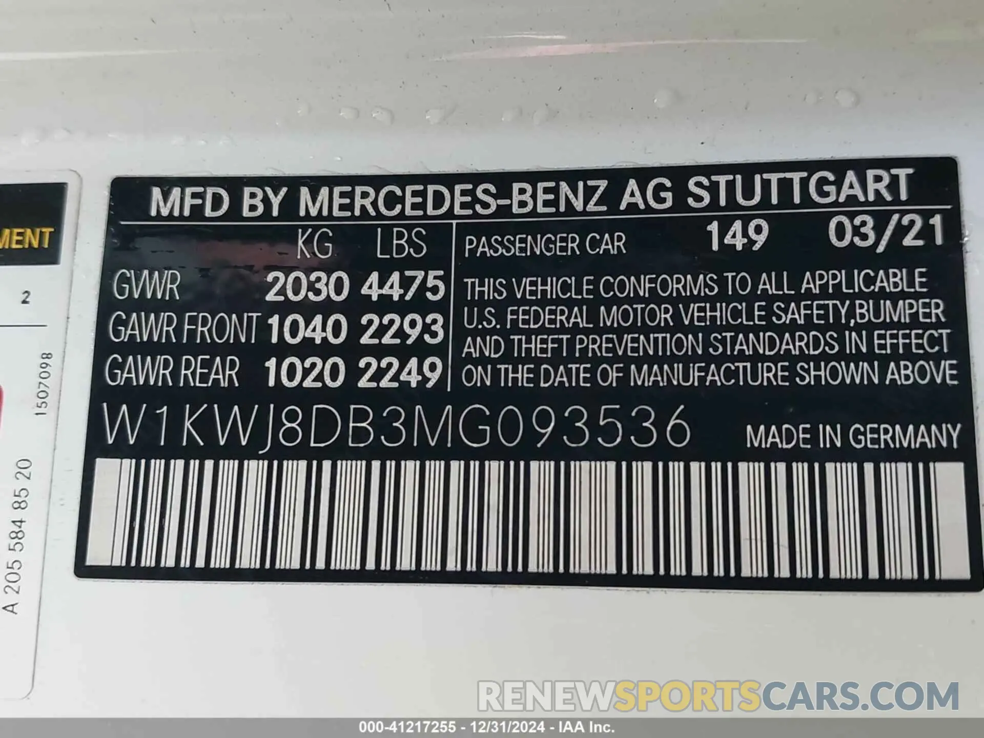 9 Photograph of a damaged car W1KWJ8DB3MG093536 MERCEDES-BENZ C 300 2021