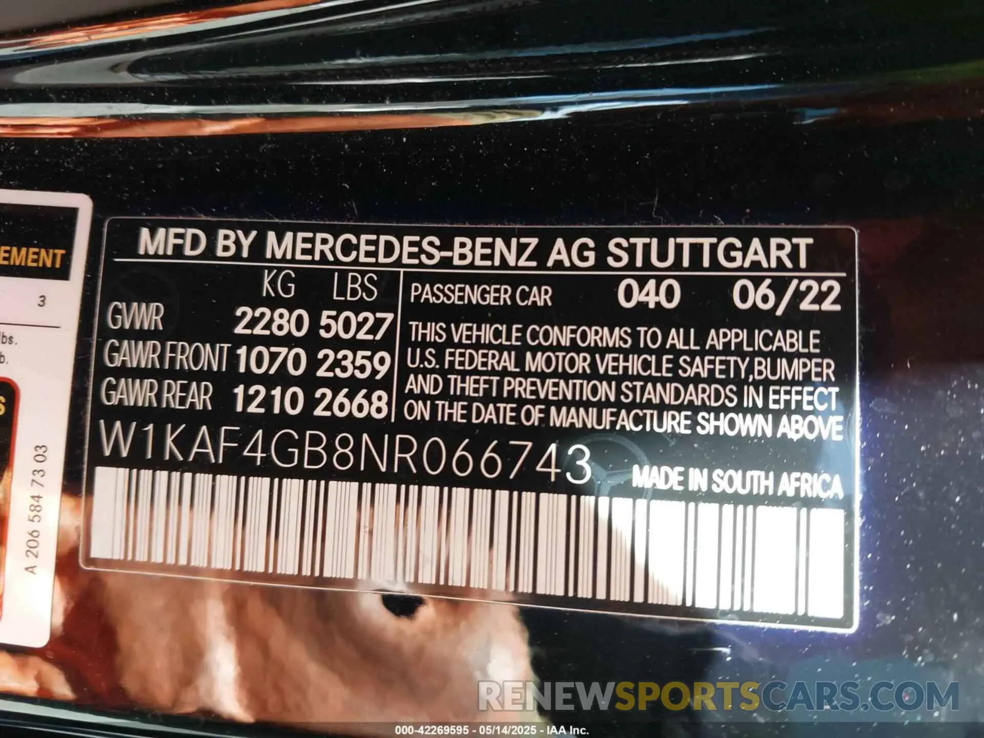 9 Фотография поврежденного автомобиля W1KAF4GB8NR066743 MERCEDES-BENZ C 300 2022