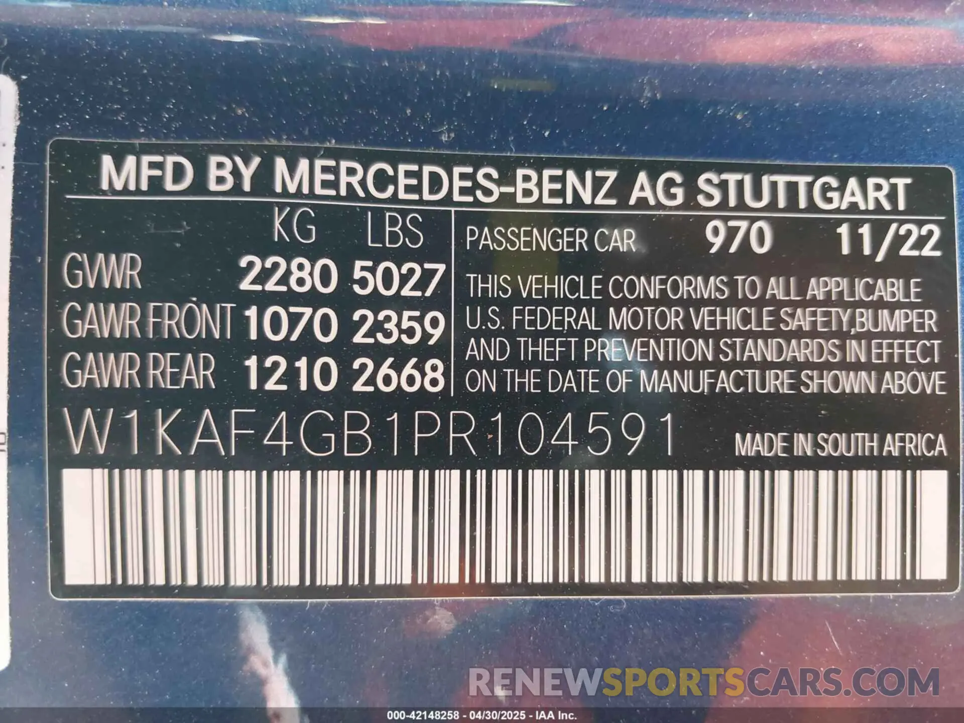 9 Фотография поврежденного автомобиля W1KAF4GB1PR104591 MERCEDES-BENZ C 300 2023