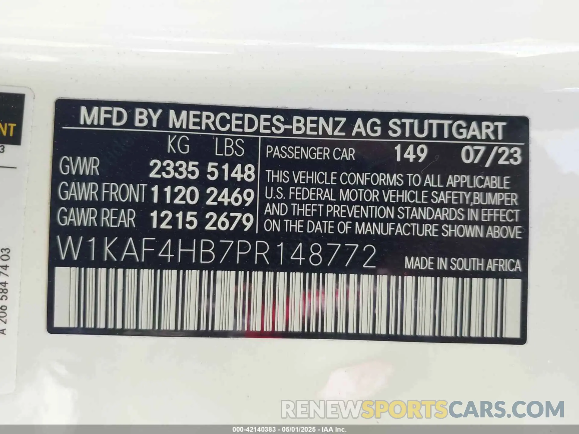 9 Photograph of a damaged car W1KAF4HB7PR148772 MERCEDES-BENZ C 300 2023
