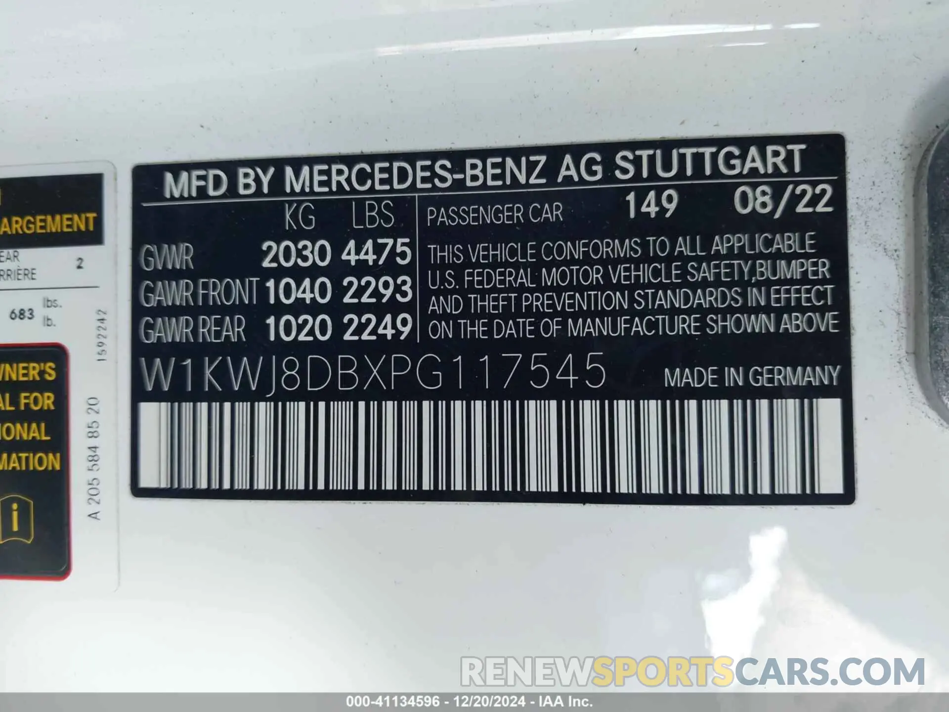 9 Photograph of a damaged car W1KWJ8DBXPG117545 MERCEDES-BENZ C 300 2023