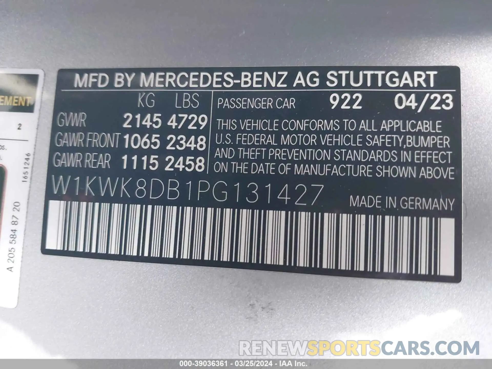 9 Photograph of a damaged car W1KWK8DB1PG131427 MERCEDES-BENZ C 300 2023