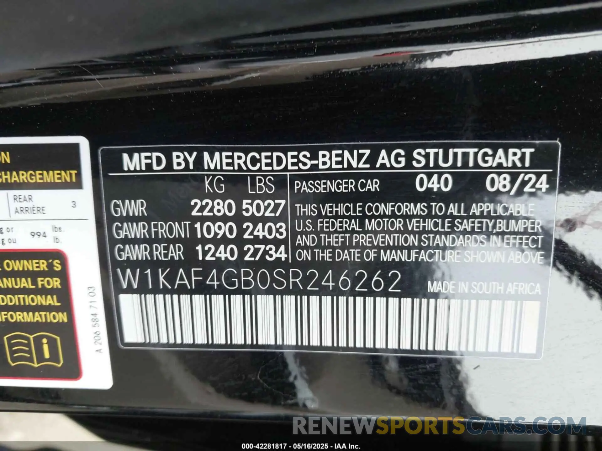 9 Photograph of a damaged car W1KAF4GB0SR246262 MERCEDES-BENZ C 300 2025