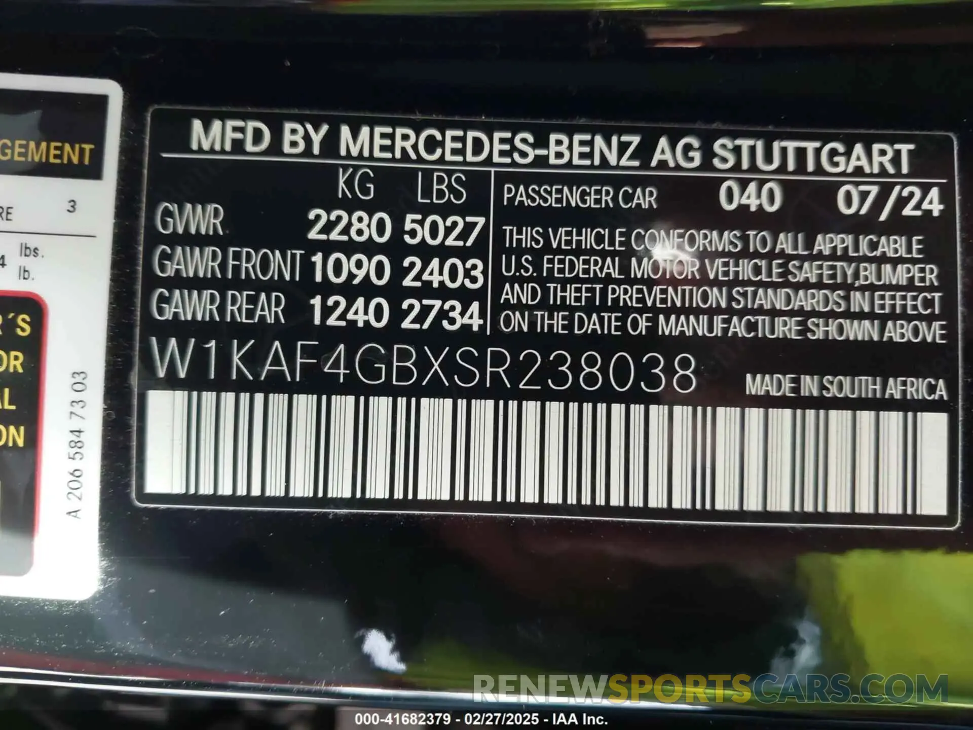9 Photograph of a damaged car W1KAF4GBXSR238038 MERCEDES-BENZ C 300 2025
