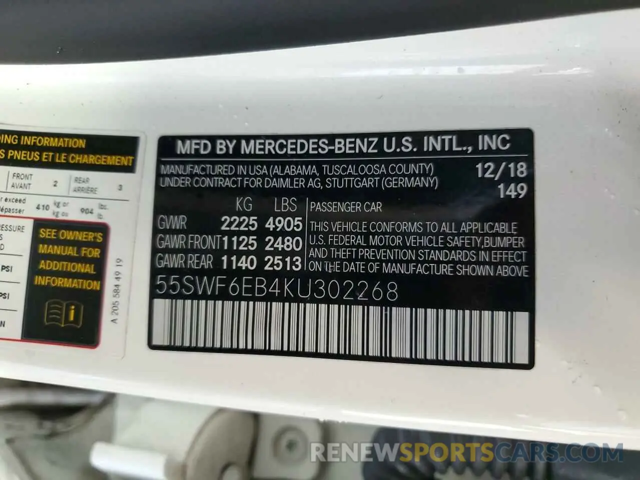 13 Фотография поврежденного автомобиля 55SWF6EB4KU302268 MERCEDES-BENZ C-CLASS 2019