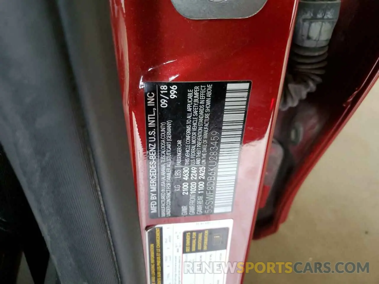 14 Photograph of a damaged car 55SWF8DB6KU283459 MERCEDES-BENZ C-CLASS 2019