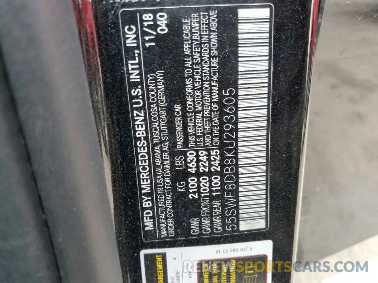 13 Photograph of a damaged car 55SWF8DB8KU293605 MERCEDES-BENZ C-CLASS 2019