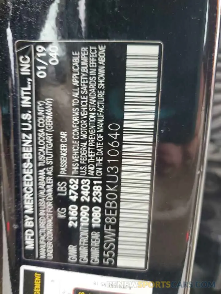 14 Photograph of a damaged car 55SWF8EB0KU310640 MERCEDES-BENZ C-CLASS 2019