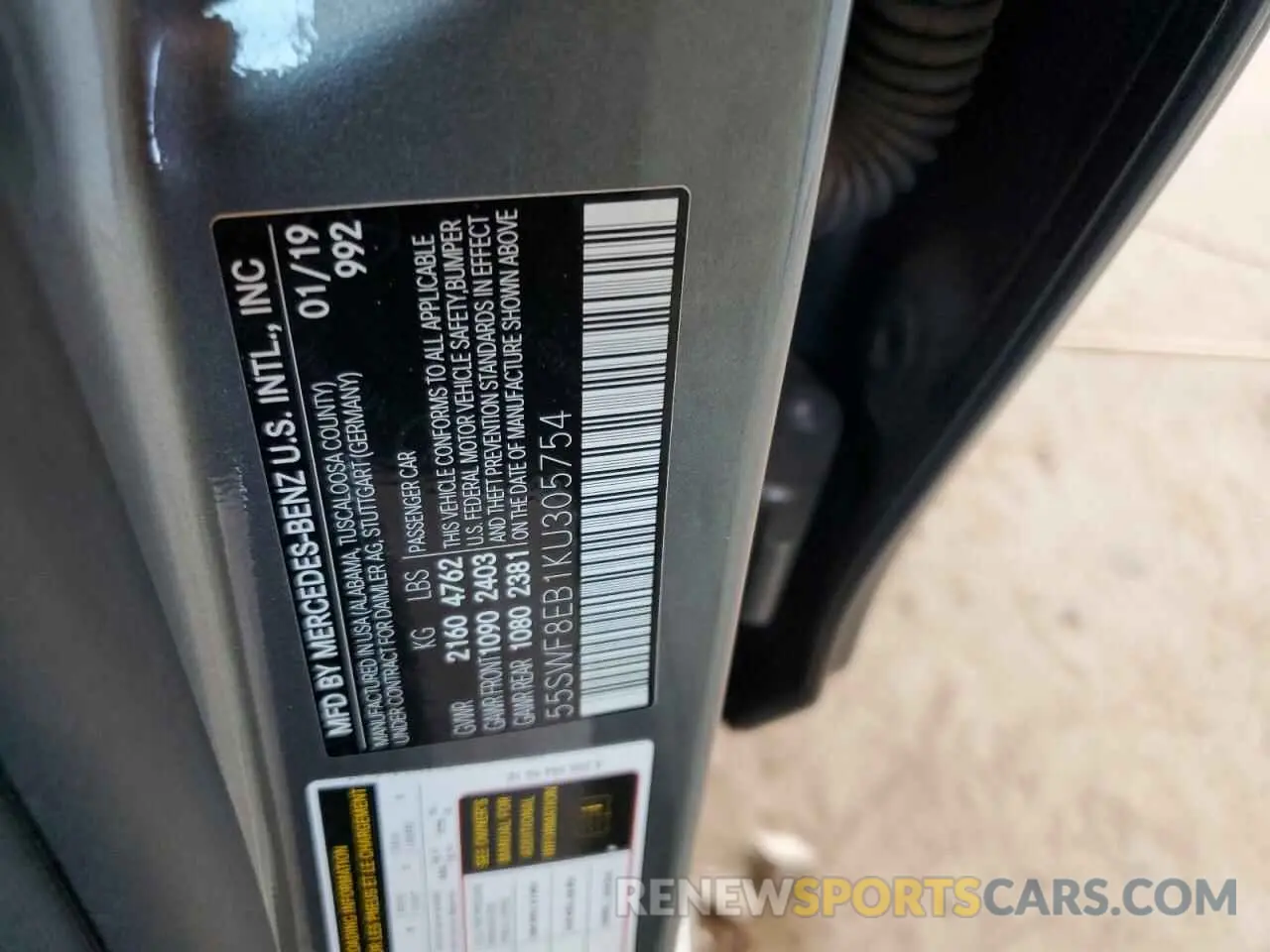 12 Photograph of a damaged car 55SWF8EB1KU305754 MERCEDES-BENZ C-CLASS 2019