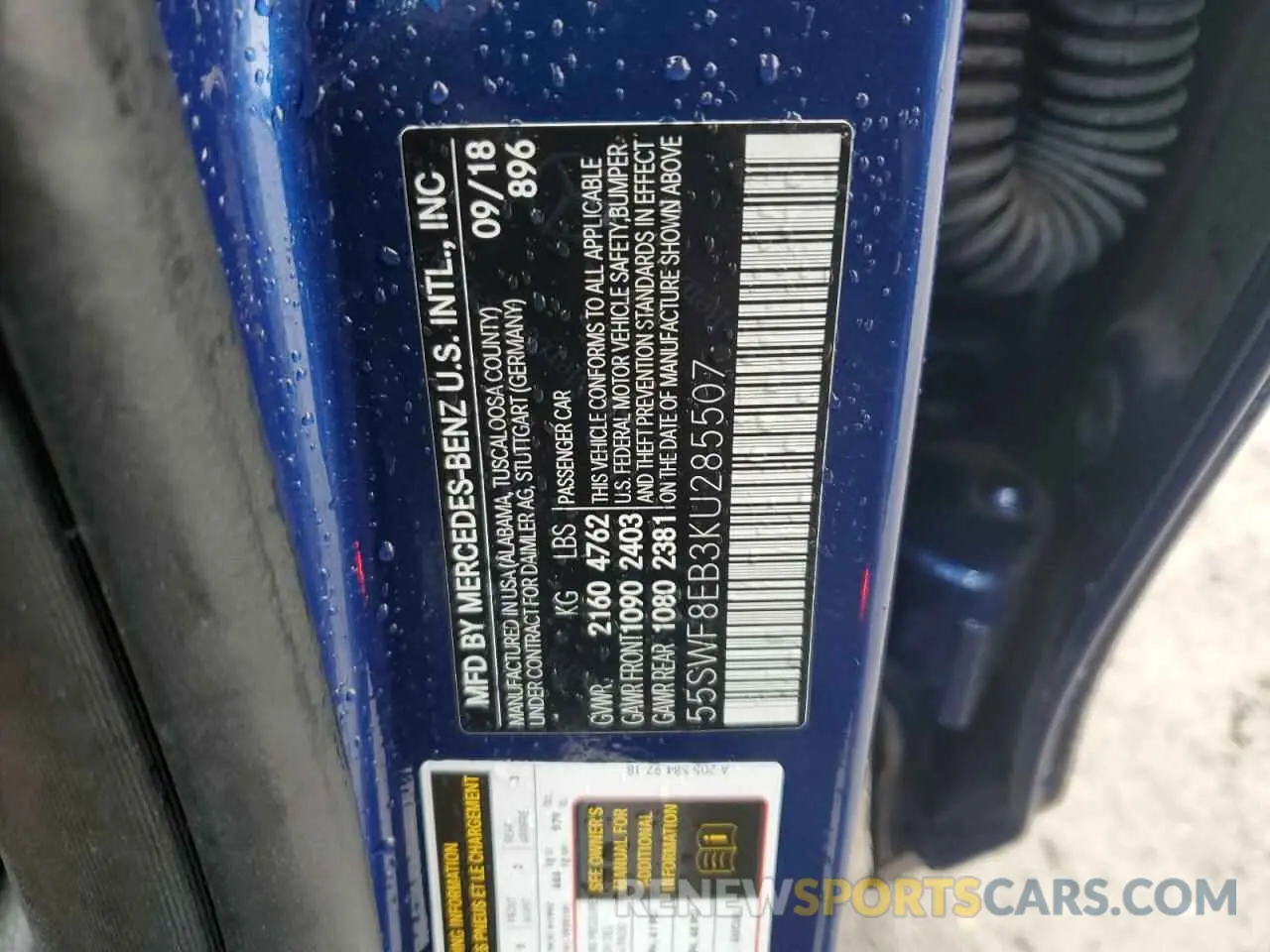 12 Photograph of a damaged car 55SWF8EB3KU285507 MERCEDES-BENZ C-CLASS 2019