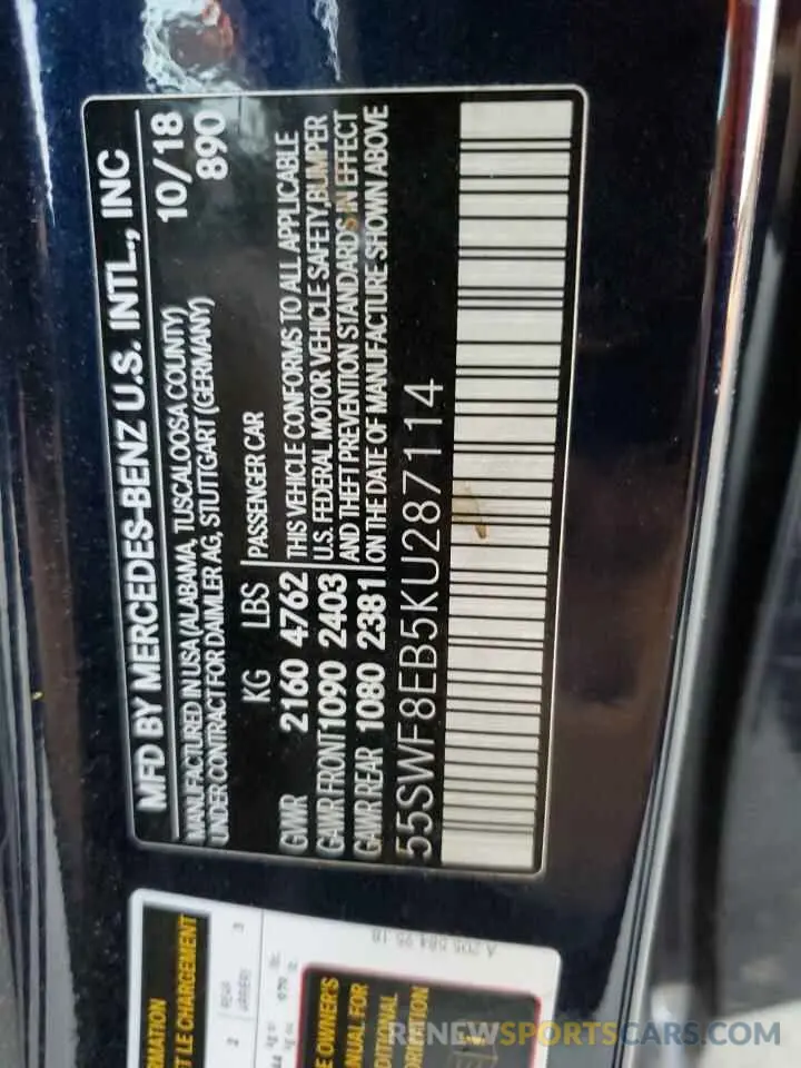 13 Photograph of a damaged car 55SWF8EB5KU287114 MERCEDES-BENZ C-CLASS 2019