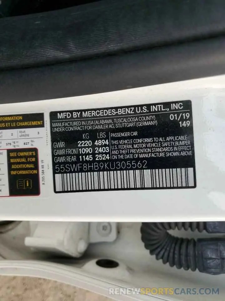 12 Photograph of a damaged car 55SWF8HB9KU305562 MERCEDES-BENZ C-CLASS 2019
