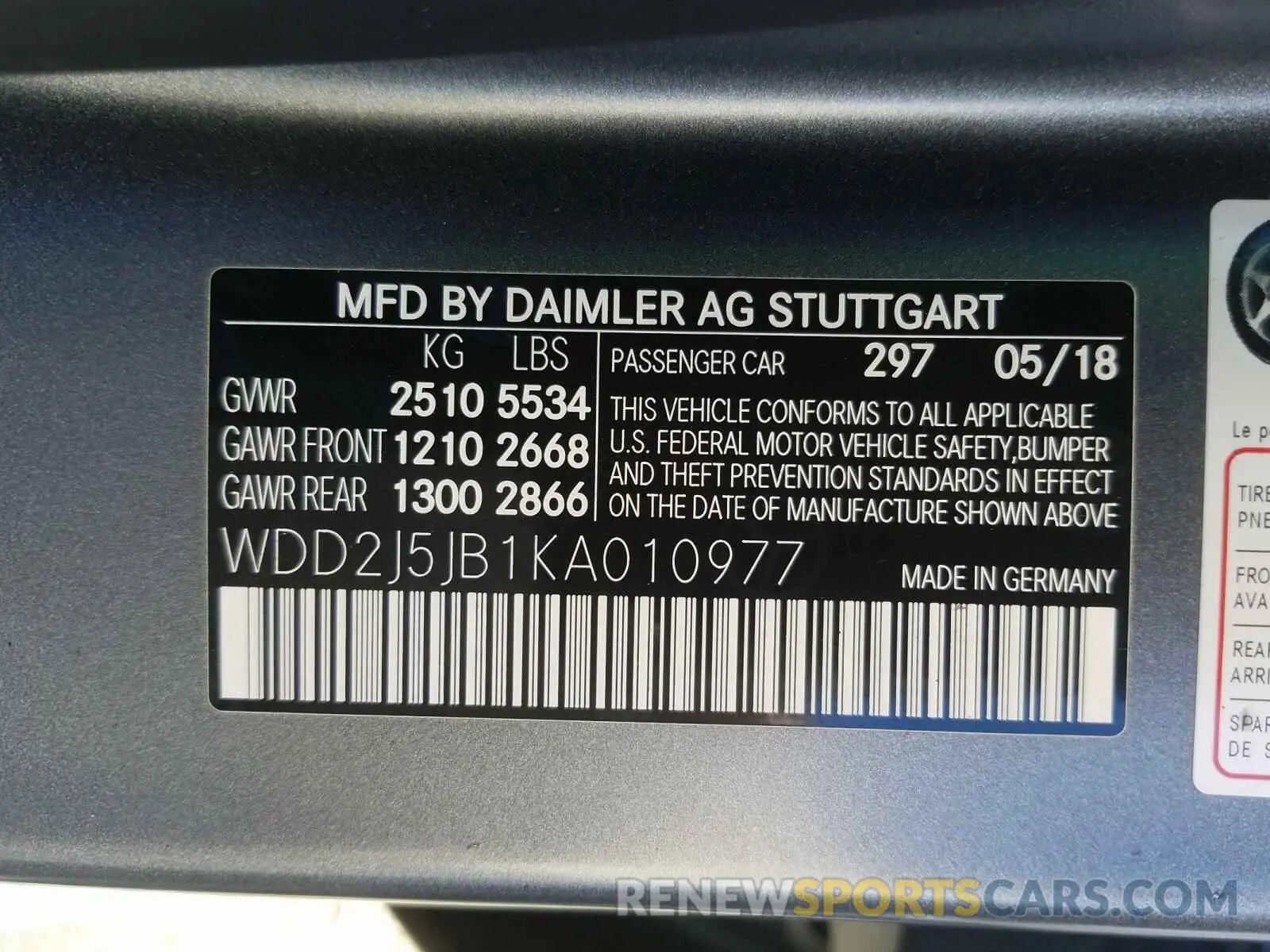 10 Photograph of a damaged car WDD2J5JB1KA010977 MERCEDES-BENZ C CLASS 2019