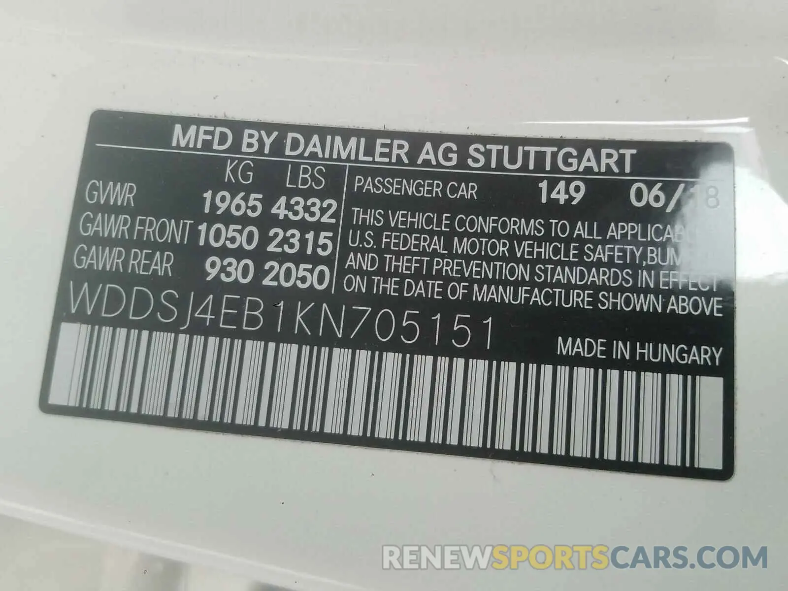 10 Фотография поврежденного автомобиля WDDSJ4EB1KN705151 MERCEDES-BENZ C CLASS 2019
