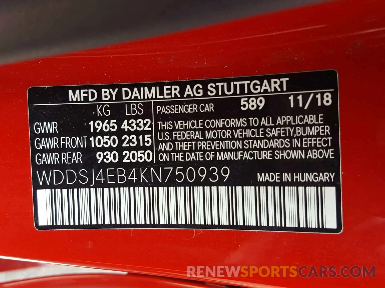 10 Photograph of a damaged car WDDSJ4EB4KN750939 MERCEDES-BENZ C CLASS 2019