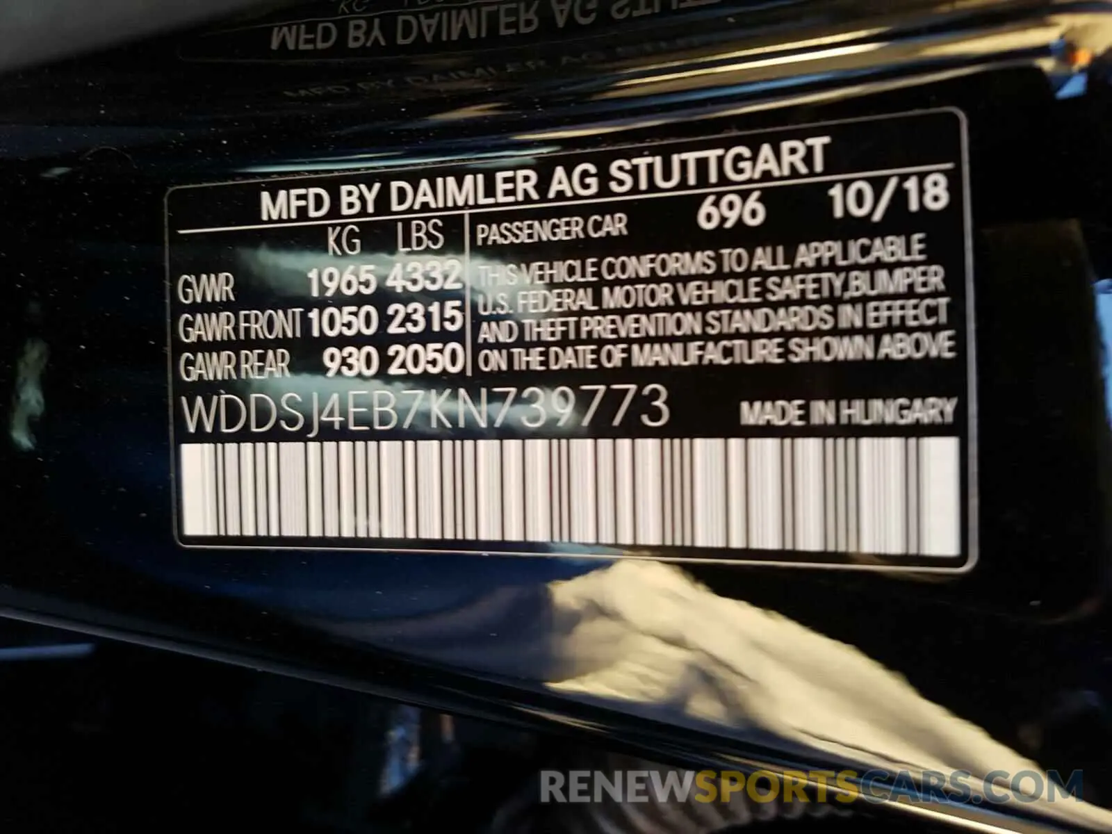 10 Photograph of a damaged car WDDSJ4EB7KN739773 MERCEDES-BENZ C CLASS 2019