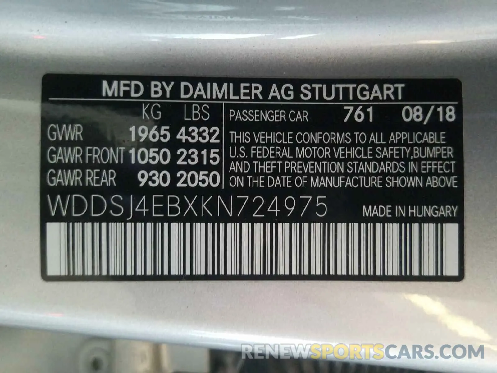 10 Photograph of a damaged car WDDSJ4EBXKN724975 MERCEDES-BENZ C CLASS 2019