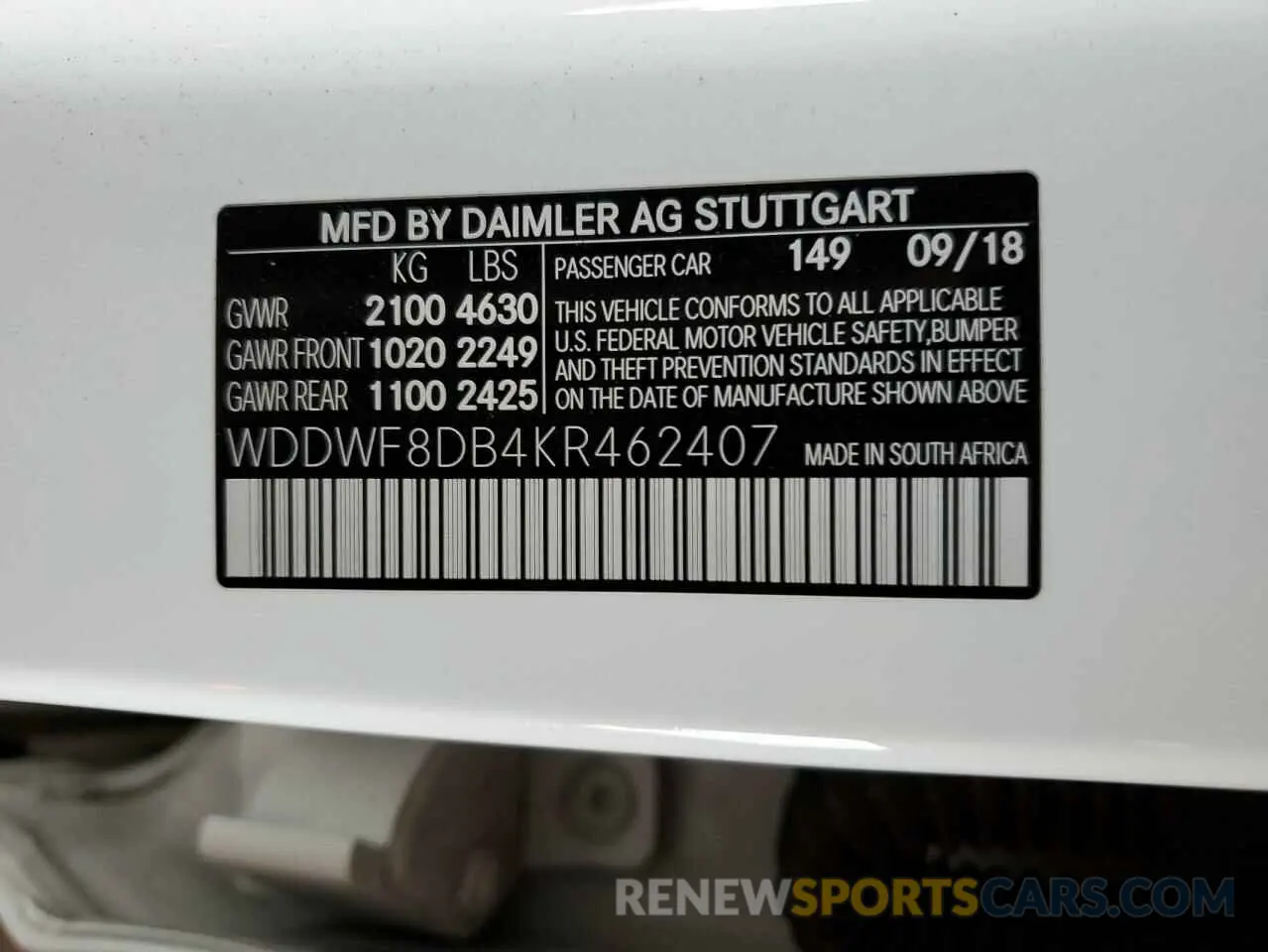 14 Photograph of a damaged car WDDWF8DB4KR462407 MERCEDES-BENZ C-CLASS 2019