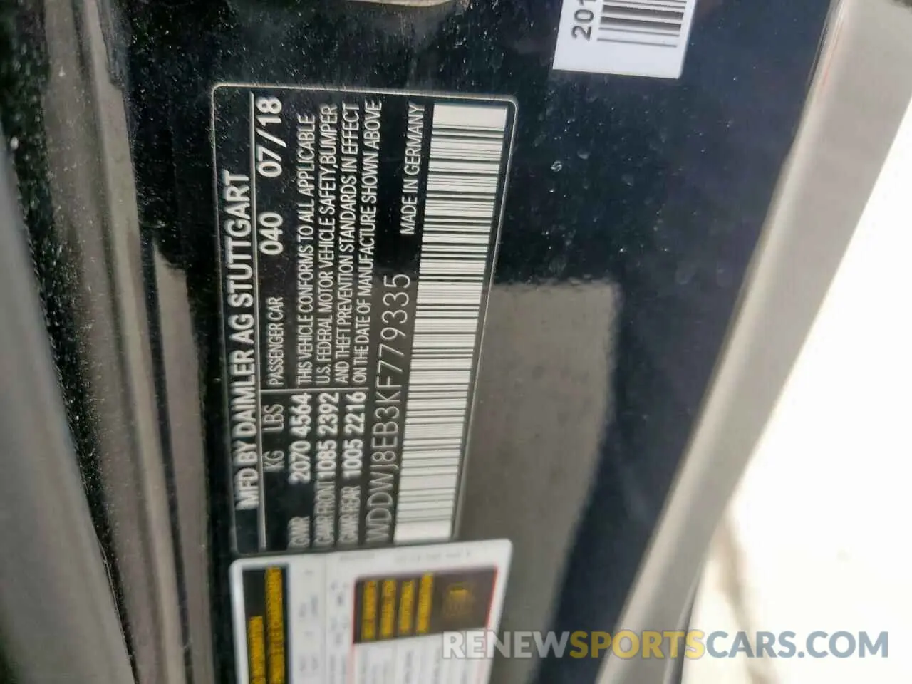 12 Photograph of a damaged car WDDWJ8EB3KF779335 MERCEDES-BENZ C-CLASS 2019