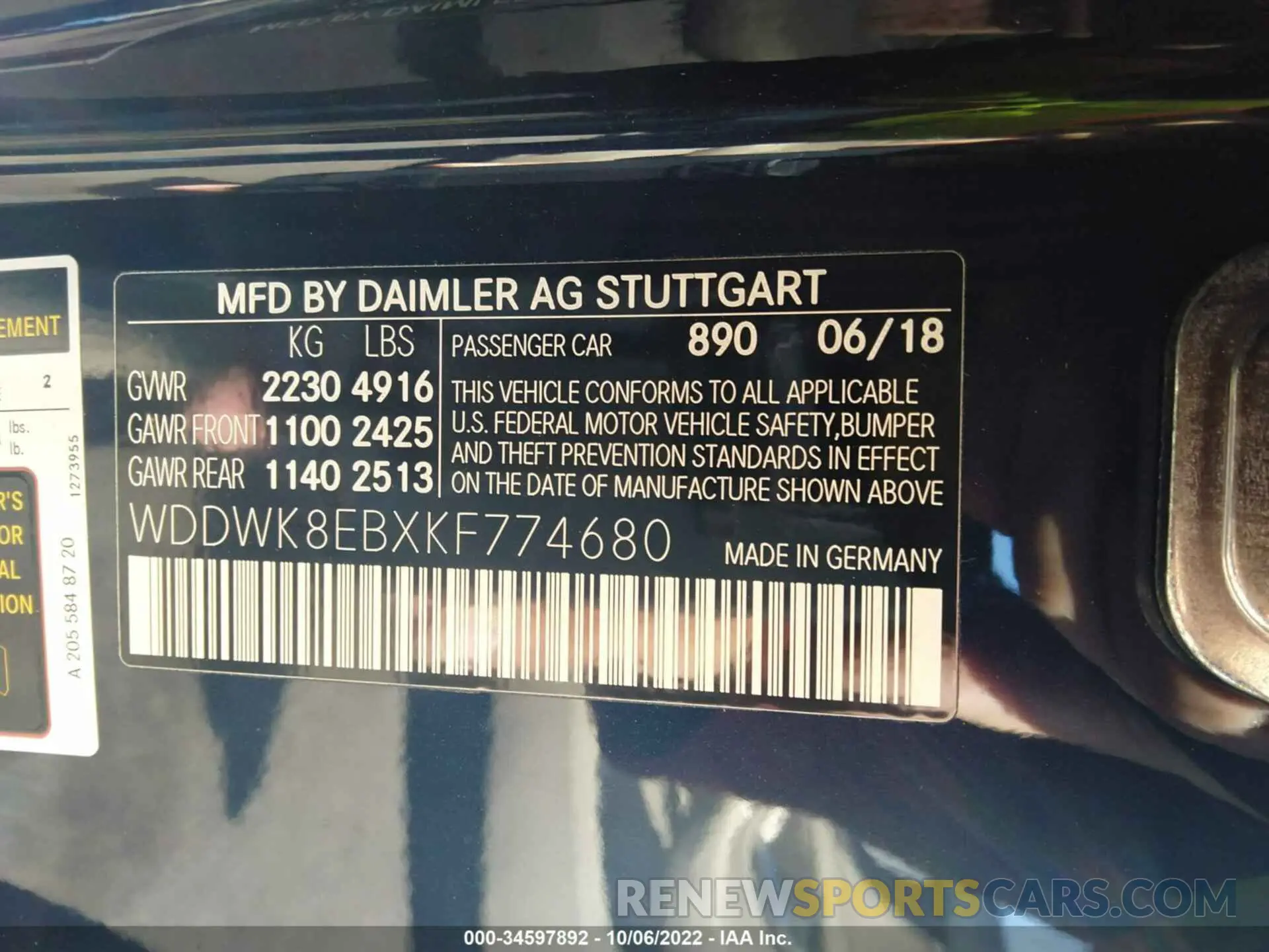9 Photograph of a damaged car WDDWK8EBXKF774680 MERCEDES-BENZ C-CLASS 2019