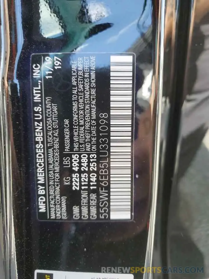 12 Фотография поврежденного автомобиля 55SWF6EB5LU331098 MERCEDES-BENZ C-CLASS 2020