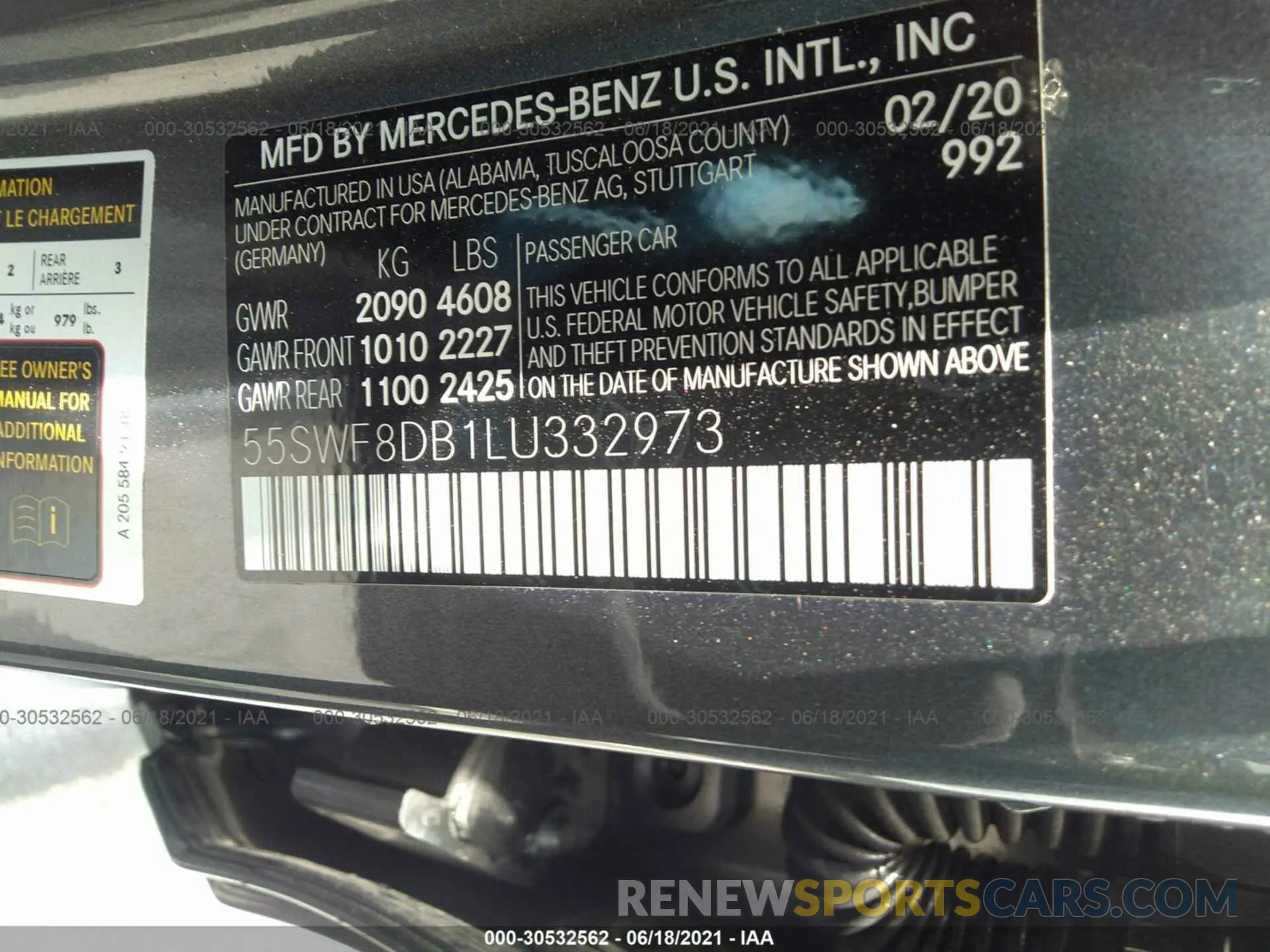 9 Photograph of a damaged car 55SWF8DB1LU332973 MERCEDES-BENZ C-CLASS 2020