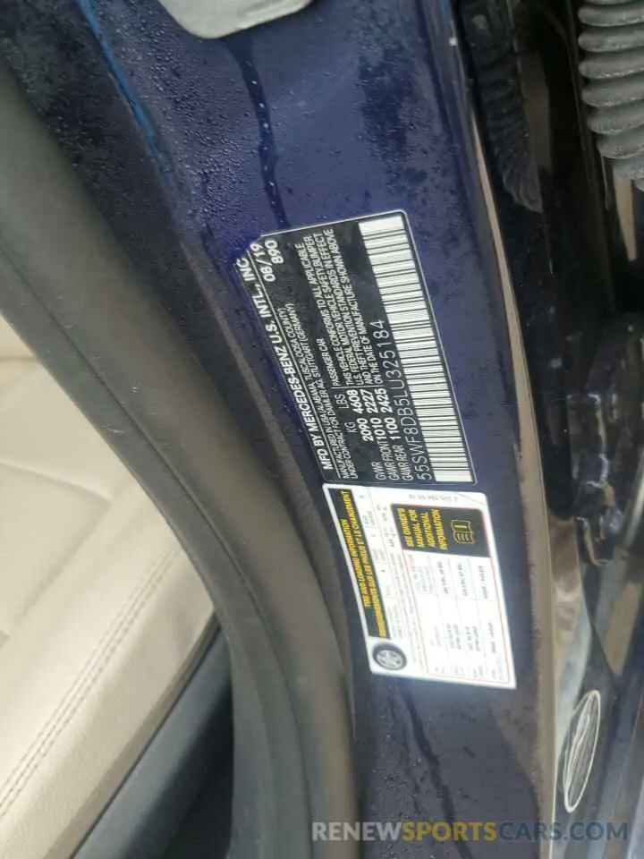 13 Photograph of a damaged car 55SWF8DB5LU325184 MERCEDES-BENZ C-CLASS 2020