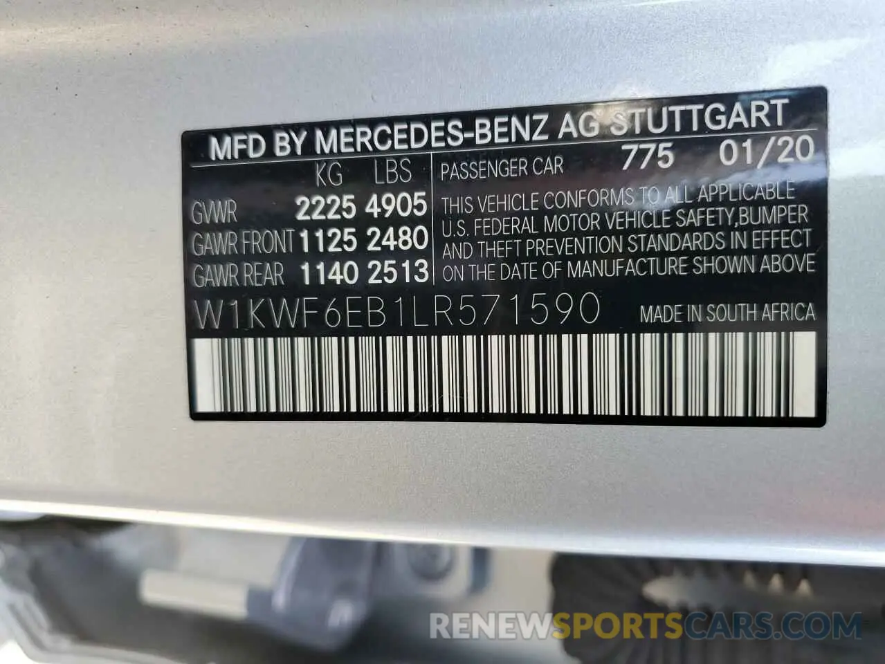 13 Photograph of a damaged car W1KWF6EB1LR571590 MERCEDES-BENZ C-CLASS 2020