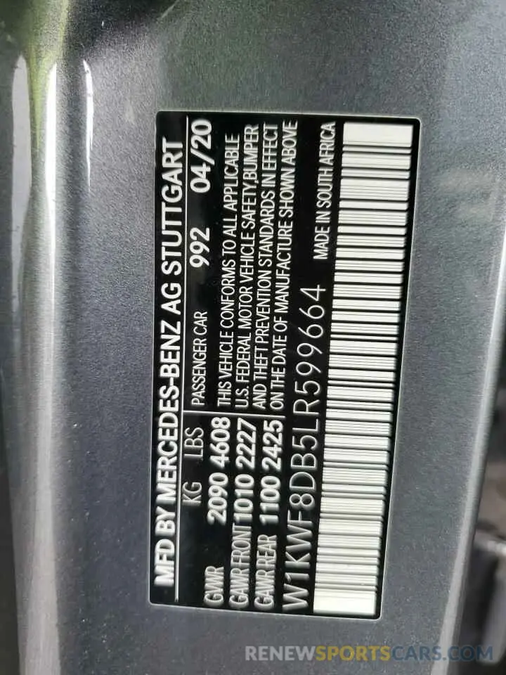 12 Photograph of a damaged car W1KWF8DB5LR599664 MERCEDES-BENZ C-CLASS 2020