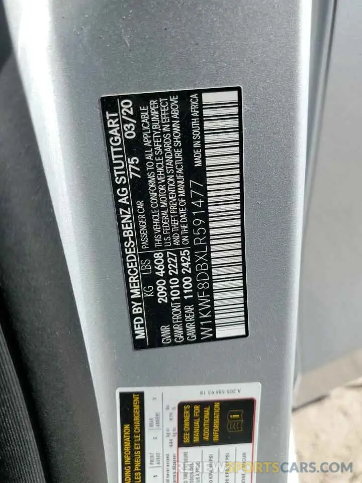 12 Photograph of a damaged car W1KWF8DBXLR591477 MERCEDES-BENZ C-CLASS 2020