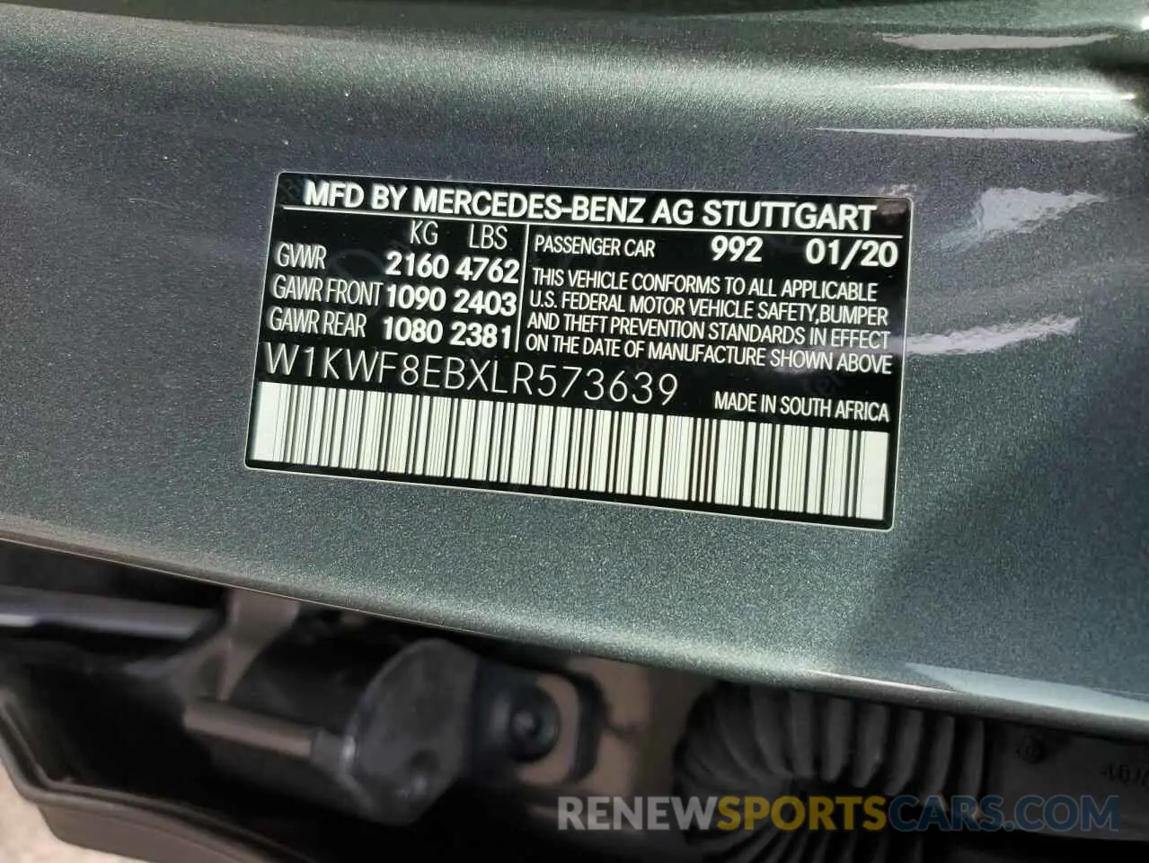 12 Photograph of a damaged car W1KWF8EBXLR573639 MERCEDES-BENZ C-CLASS 2020