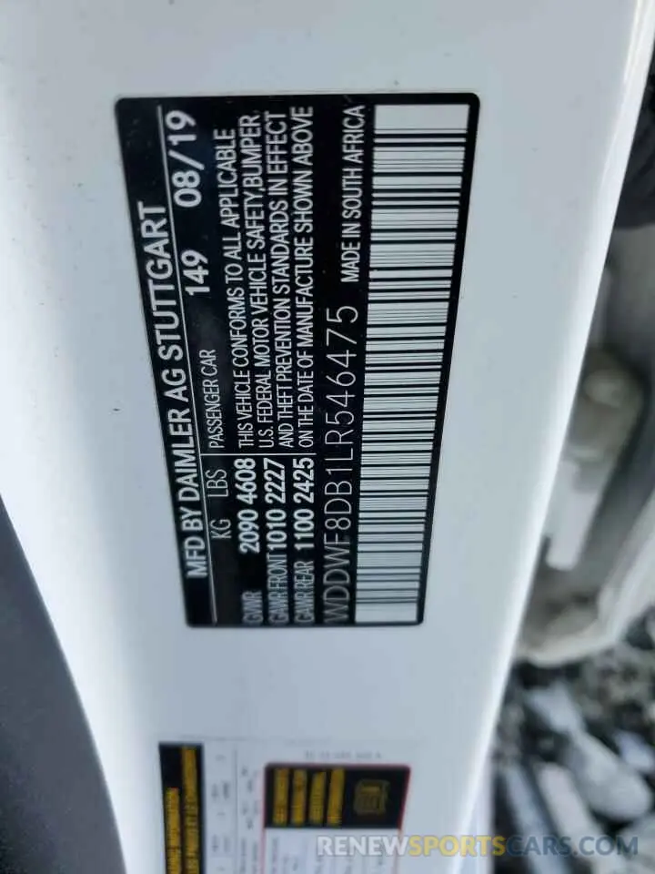 12 Фотография поврежденного автомобиля WDDWF8DB1LR546475 MERCEDES-BENZ C-CLASS 2020