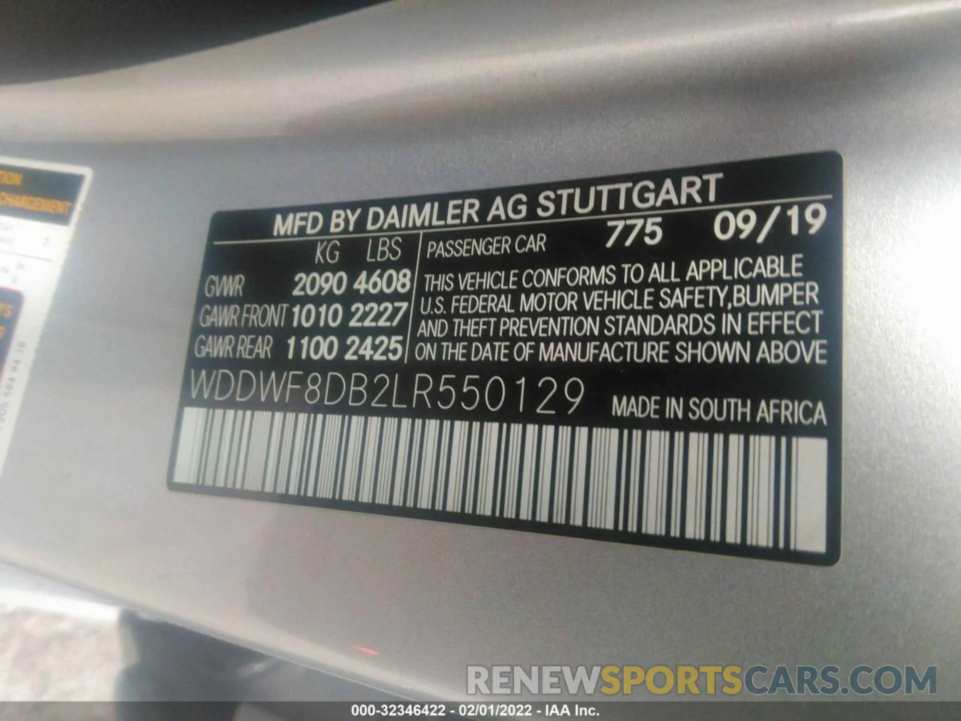 9 Photograph of a damaged car WDDWF8DB2LR550129 MERCEDES-BENZ C-CLASS 2020