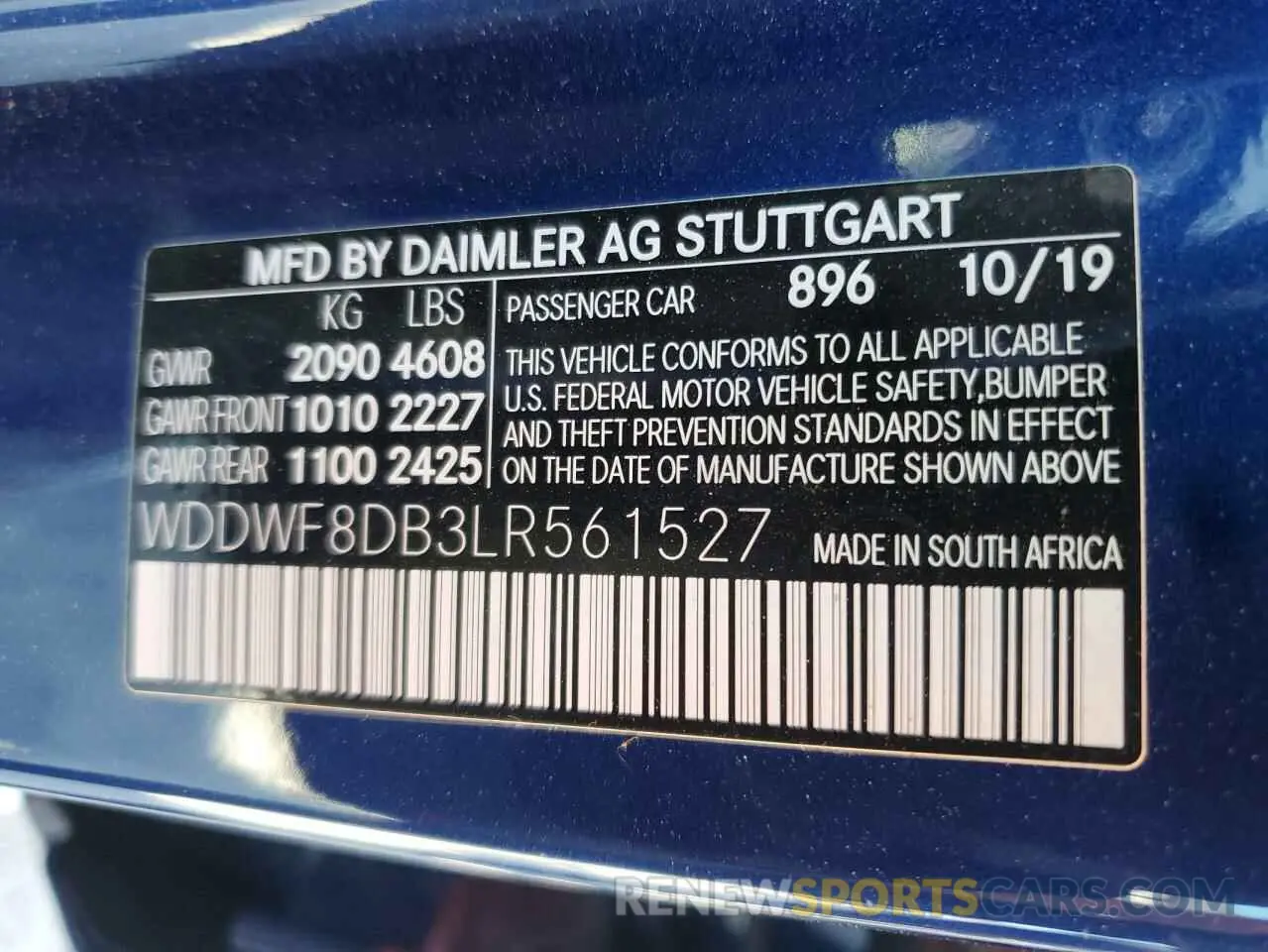 12 Фотография поврежденного автомобиля WDDWF8DB3LR561527 MERCEDES-BENZ C-CLASS 2020