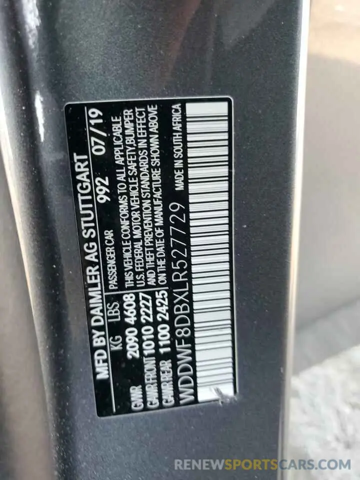 12 Фотография поврежденного автомобиля WDDWF8DBXLR527729 MERCEDES-BENZ C-CLASS 2020