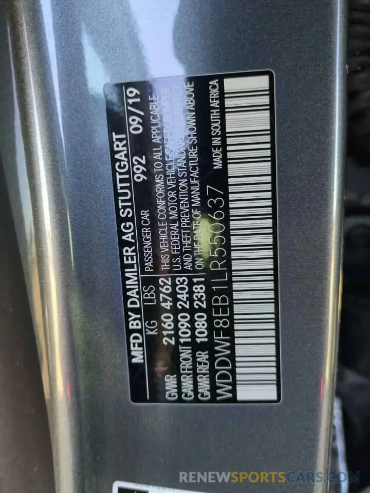 12 Photograph of a damaged car WDDWF8EB1LR550637 MERCEDES-BENZ C-CLASS 2020