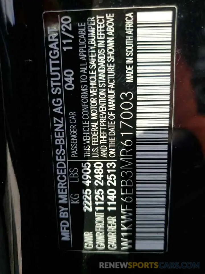 12 Photograph of a damaged car W1KWF6EB3MR617003 MERCEDES-BENZ C-CLASS 2021