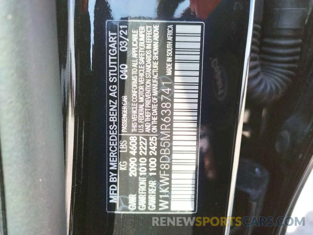 10 Photograph of a damaged car W1KWF8DB5MR638741 MERCEDES-BENZ C-CLASS 2021