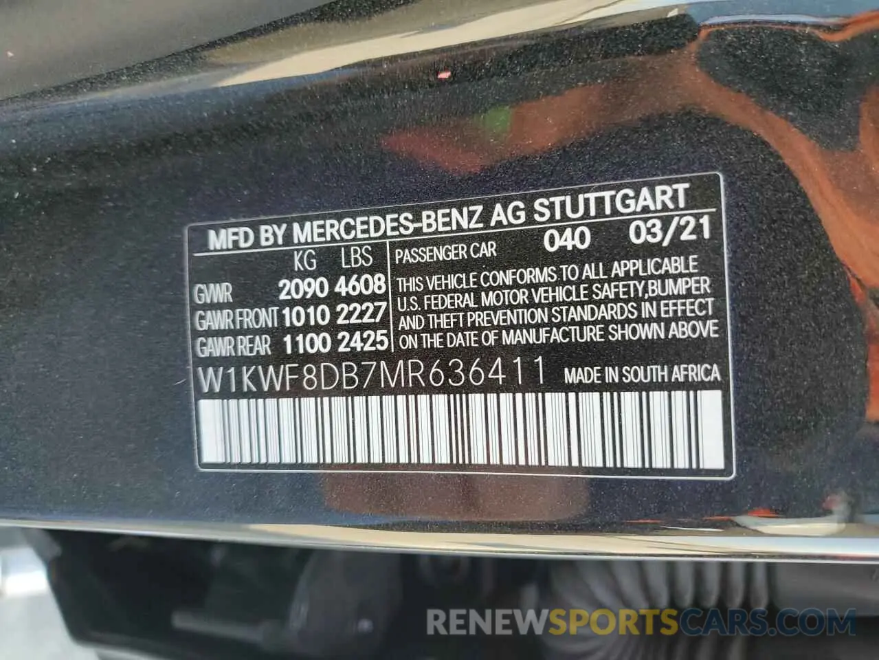 12 Фотография поврежденного автомобиля W1KWF8DB7MR636411 MERCEDES-BENZ C-CLASS 2021