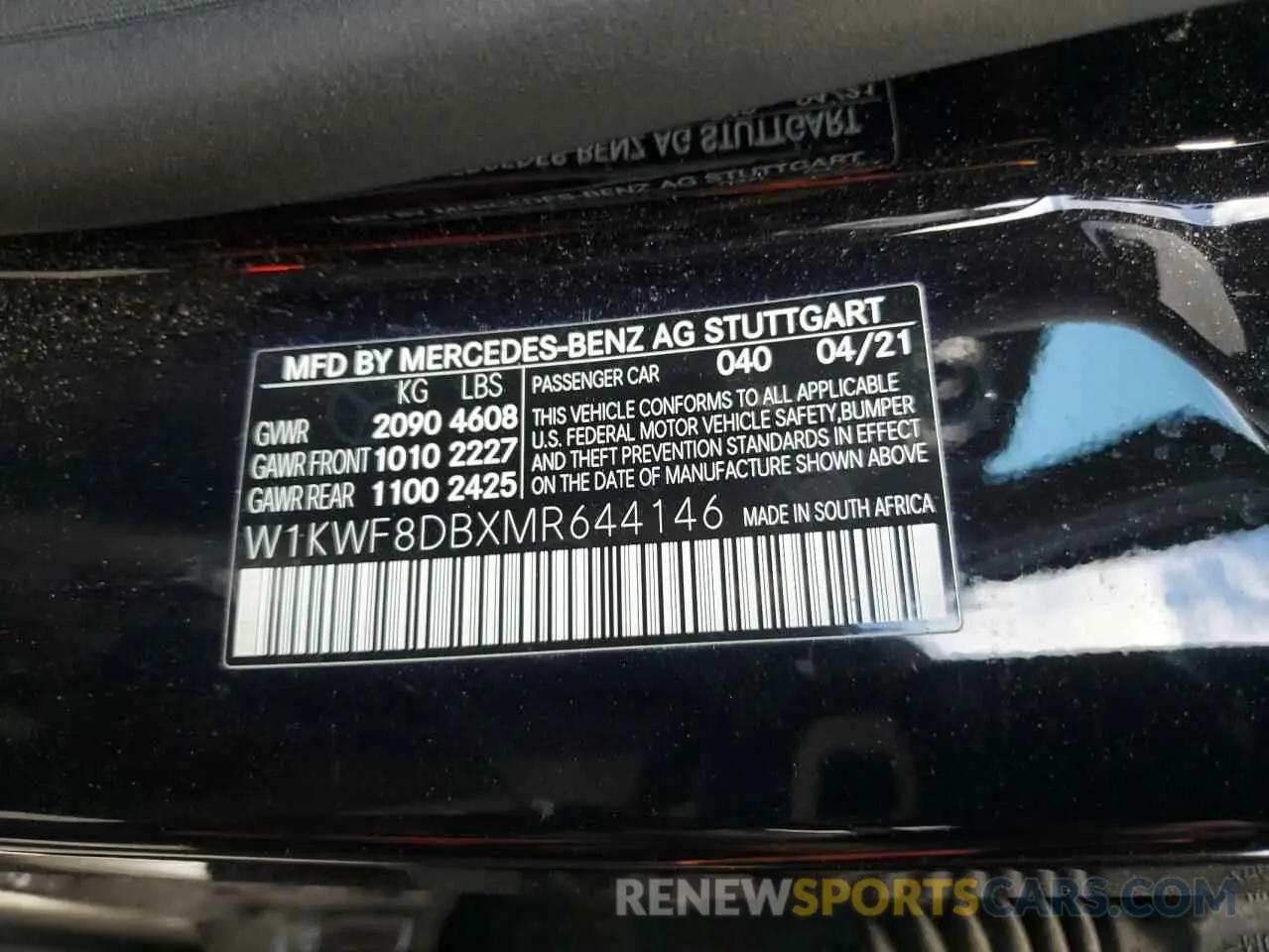 12 Photograph of a damaged car W1KWF8DBXMR644146 MERCEDES-BENZ C-CLASS 2021