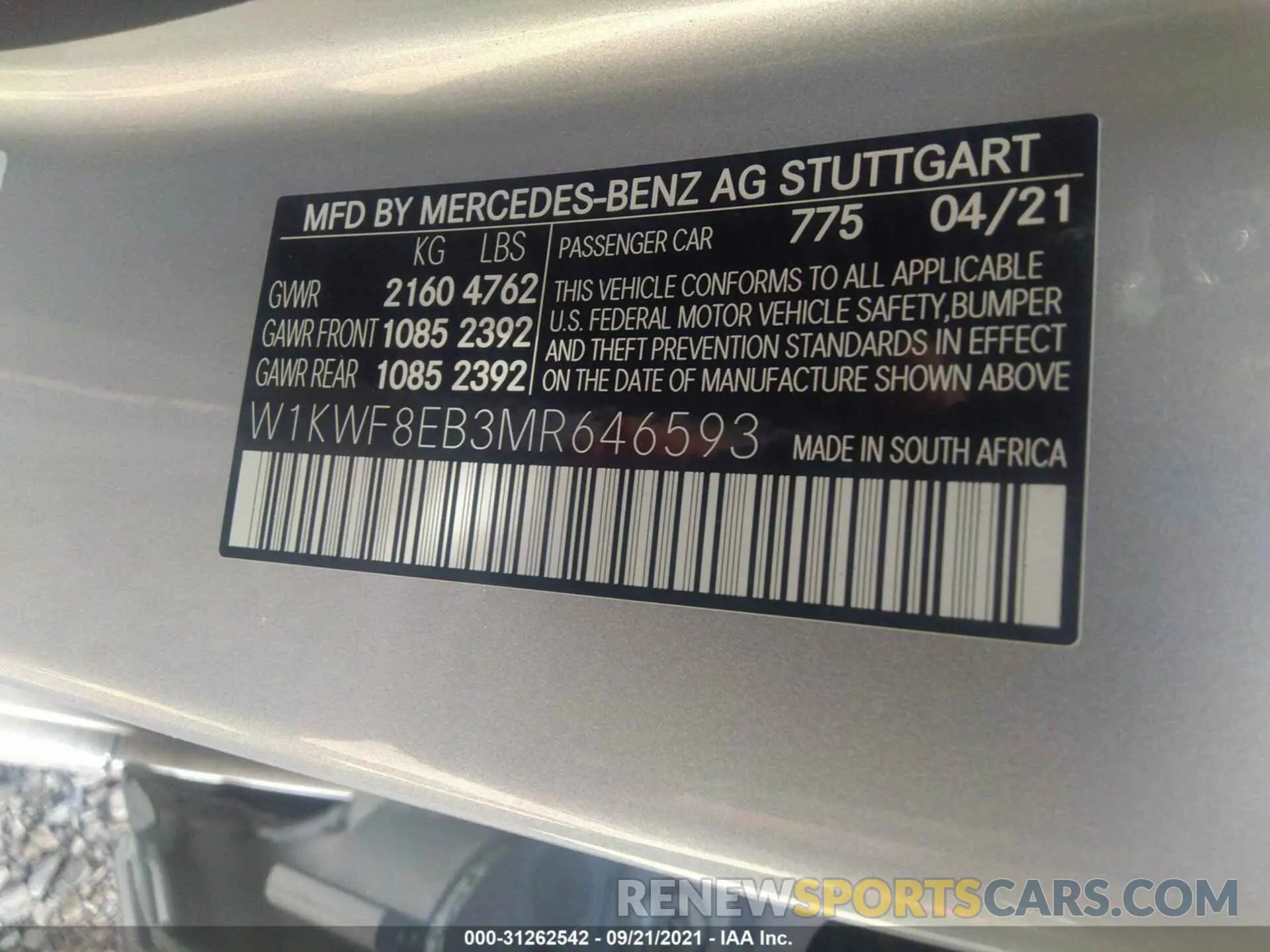 9 Photograph of a damaged car W1KWF8EB3MR646593 MERCEDES-BENZ C-CLASS 2021