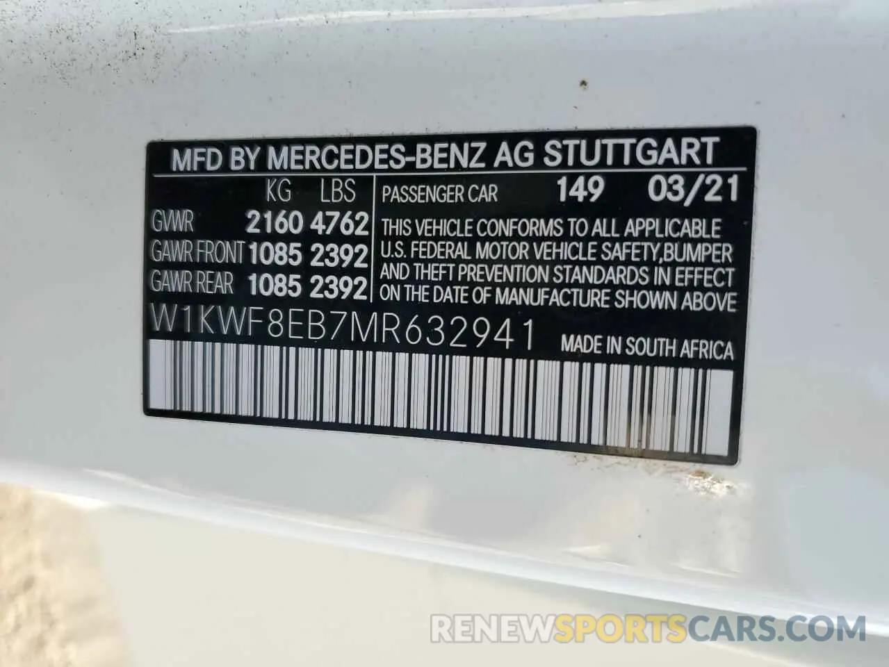 12 Фотография поврежденного автомобиля W1KWF8EB7MR632941 MERCEDES-BENZ C-CLASS 2021